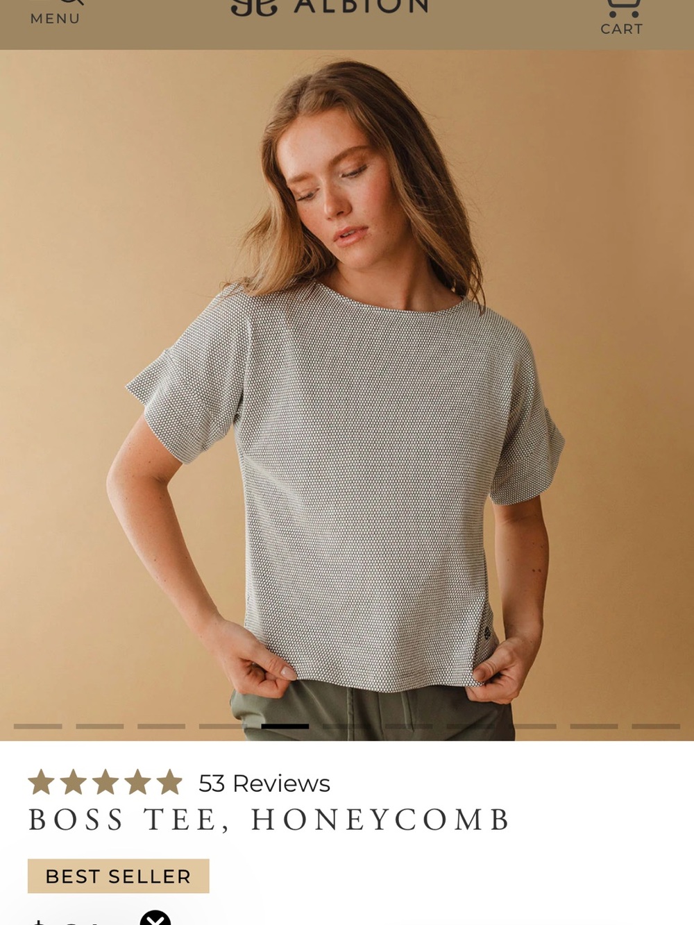 Albion Boss Tee in Honeycomb Gray size large